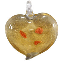 Pendants - red and gold heart murano glass pendant Image.