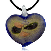 Pendants - gold drops with gold foil murano heart pendant Image.