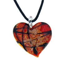 Pendants - red with gold foil heart murano glass pendant Image.