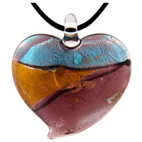 Pendants - purple blue and gold heart pendant Image.