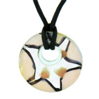 Pendants - pearl and silver foil murano glass donut pendant Image.