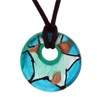 Pendants - topaz and silver foil murano glass donut pendant Image.