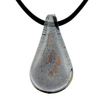 Pendants - silver teardrop murano glass pendant Image.