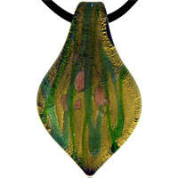 Pendants - green and gold murano glass pendant Image.