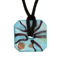 Pendants - topaz and silver foil murano glass square donut pendant Image.