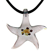 Pendants - deep pink star murano glass pendant Image.