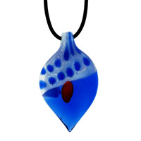 Pendants - sapphire blue leaf murano glass pendant Image.