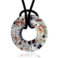 Pendants - silver and purple round murano glass pendant Image.
