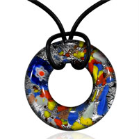 Pendants - colorful silver donut murano glass pendant Image.