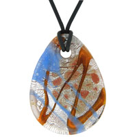 Pendants - orange and blue teardrop pendant Image.