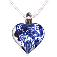 Murano Glass Jewelry - white heart with blue murano glass pendant Image.