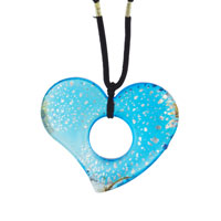 Pendants - silver speckled bright blue heart pendant Image.