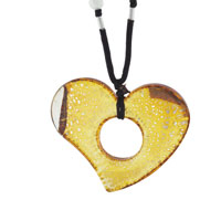 Pendants - silver speckled sunshine yellow heart pendant Image.