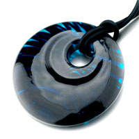 Pendants - turquoise blue with black waves pendant Image.