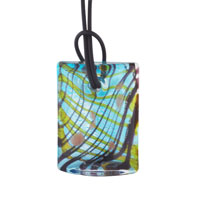 Pendants - square blue green and brown waffle pendant Image.