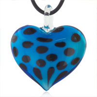 Pendants - bright blue spotted heart pendant Image.