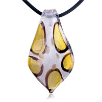 Pendants - silver foil pink and topaz leaf pendant Image.