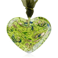 Pendants - peridot heart murano glass pendant Image.