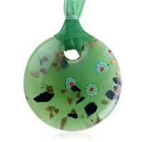Pendants - green millefiori round pendant Image.