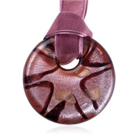 Pendants - silver foil red round murano pendant Image.
