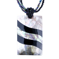 Pendants - glitter white and brown rectangular mother of pearl pendant Image.