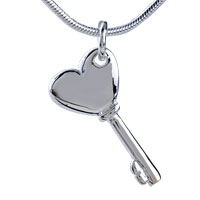 Sterling Silver Jewelry - silver heart shaped key pendant sterling Image.