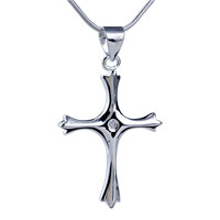 Pendants - leaf pattern silver crystal cross pendant sterling Image.