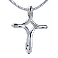 Pendants - curved pattern silver cross pendant sterling Image.