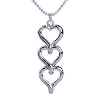 Sterling Silver Jewelry - three heart linked silver pendant sterling Image.