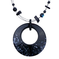 Murano Glass Jewelry - black and white donut murano pendant Image.