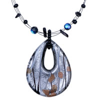 Pendants - silver gray heart murano pendant Image.