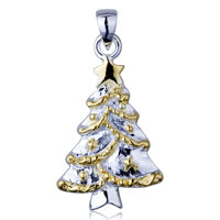 Pendants - two tone christmas tree 925 sterling silver pendant Image.