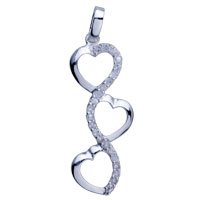 Pendants - triple heart 925 sterling silver pendant Image.