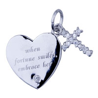 Pendants - heart and cross 925 sterling silver pendant Image.