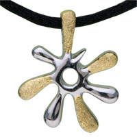 Pendants - golden flower 925 sterling silver pendant Image.