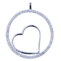 Pendants - circle and heart 925 sterling silver pendant Image.