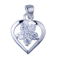 Pendants - heart shaped 925 sterling silver with flower pendant Image.
