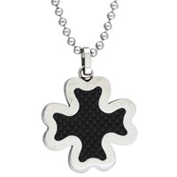 Pendants - stainless steel black four leaf clover pendant Image.