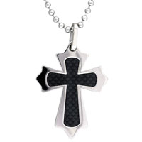 Pendants - stainless steel black checkered cross pendant Image.