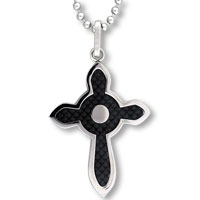 Pendants - stainless steel rounded black checkered cross pendant Image.
