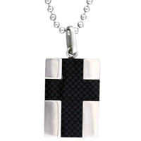 Pendants - stainless steel rectangular black cross pendant Image.