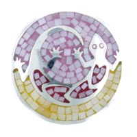 Pendants - mother of pearl red mosaic lizard pendant Image.