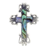 Pendants - abalone shell cross pendant sterling silver Image.