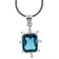 Pendants - ocean blue cz sterling silver pendant Image.