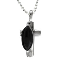 Pendants - sterling silver faux onyx cross pendant Image.