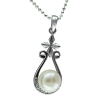 Pendants - sterling silver cross faux pearl cz droplet pendant Image.