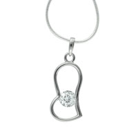 Pendants - sterling silver elongated heart cz pendant Image.