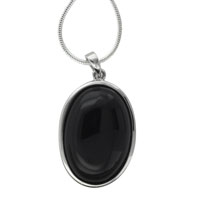 Pendants - sterling silver faux onyx cushion pendant Image.