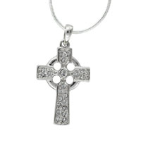 Pendants - sterling silver cz studded cross pendant Image.