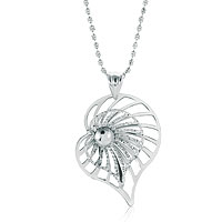 Sterling Silver Jewelry - double heart shaped leaves sterling silver wedding pendant necklace Image.
